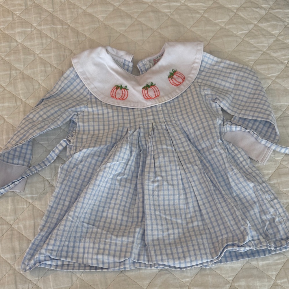 Cecil and Lou Blue and White Checkered Pumpkin Dress